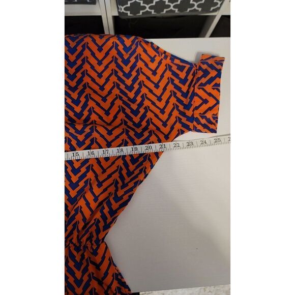 My Story Blue & Orange Shoulder Cut out Chevron Dress in Small - Picture 5 of 10
